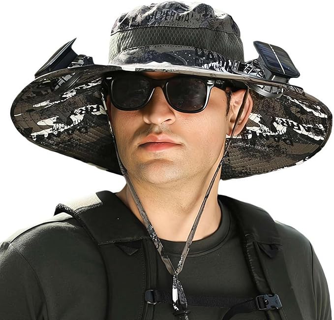 Solar Outdoor Cooling Hat with 2 Fans