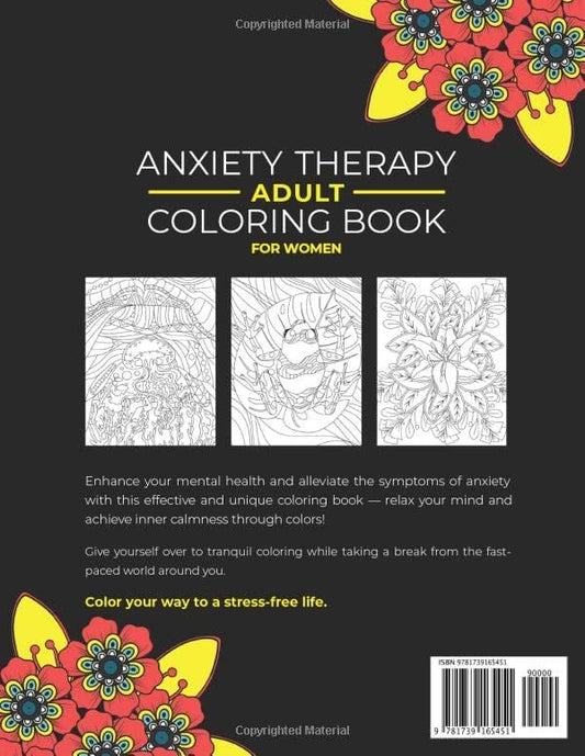👩🏻‍🎨🎨Anxiety Therapy Coloring Book for Teens & Adults (📚HARDCOVER)