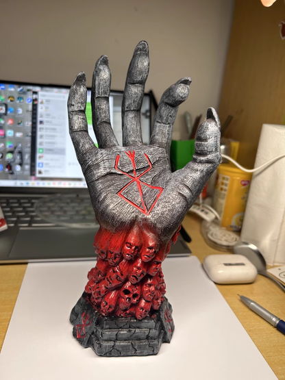 Berserk Statue Hand of God Devil Right Hand Skull Rune Sculpture