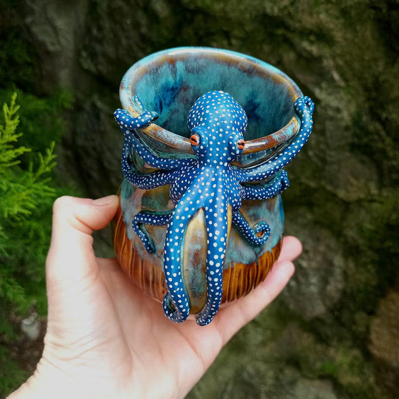 Dive into Every Sip – Handmade Octopus Mug