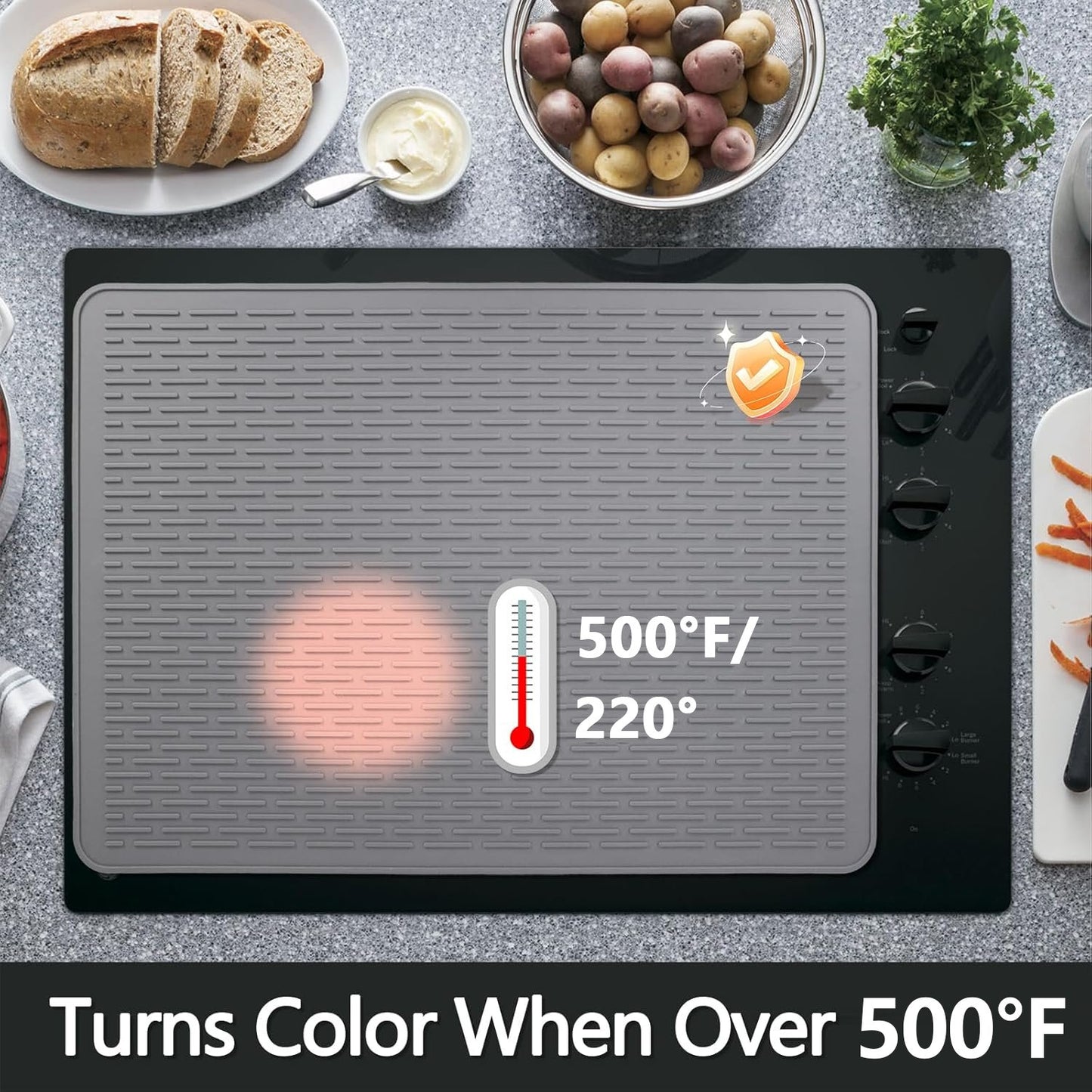 🔥500°F/220°C Heat-Resistant Silicone Stove Cover Mat & Utensils