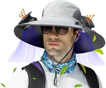Solar Outdoor Cooling Hat with 2 Fans
