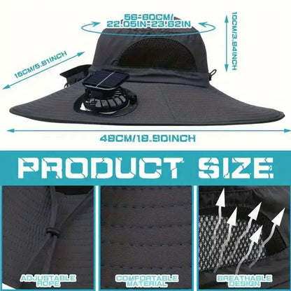 Solar Outdoor Cooling Hat with 2 Fans