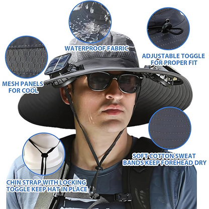 Solar Outdoor Cooling Hat with 2 Fans
