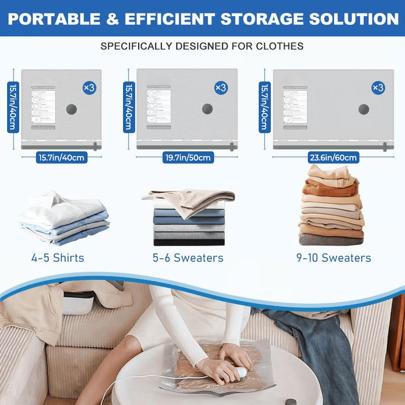 🔥Last Day Clearance🏆9 Pack Lightweight Travel Bags with USB Electric Pump