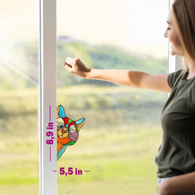 😻Handmade Stain Cat Suncatcher For Window❤️Perfect for spring decoration❤️