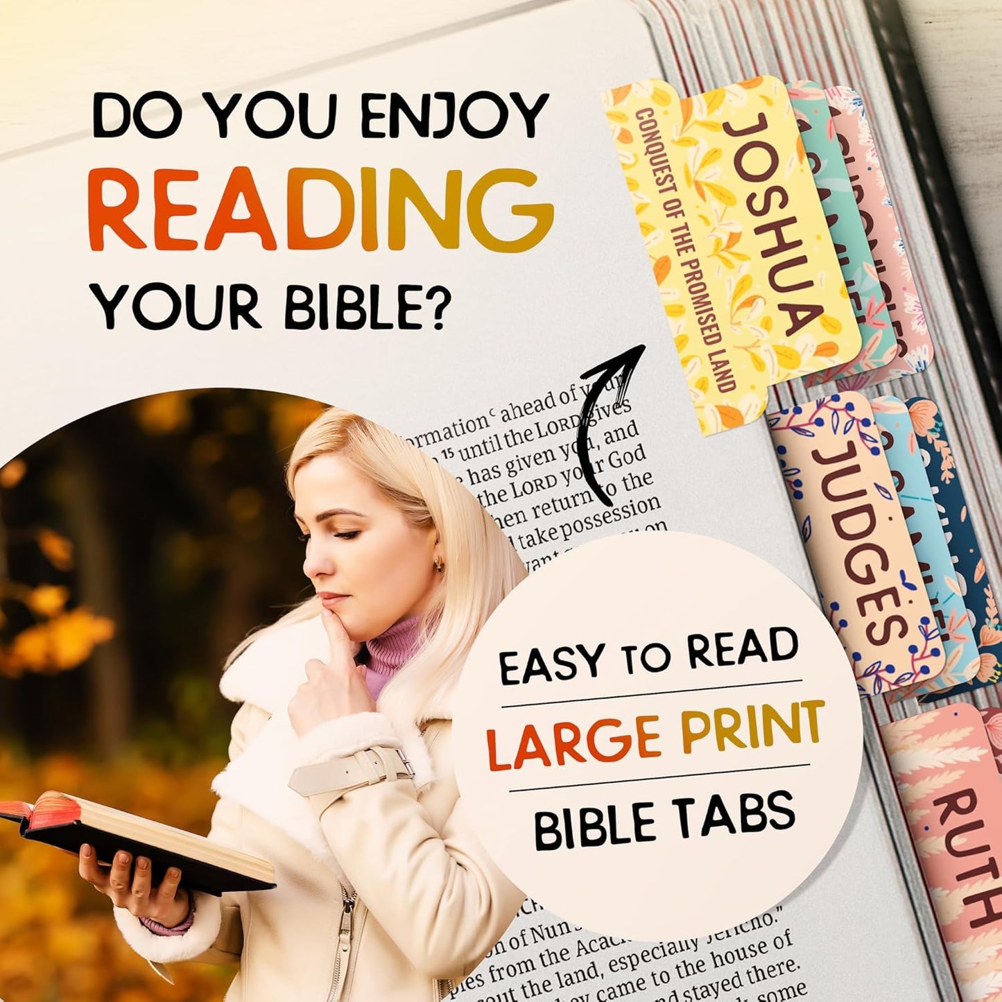 🙏🌸Floral Bible Tabs 66 Peel-and-Stick