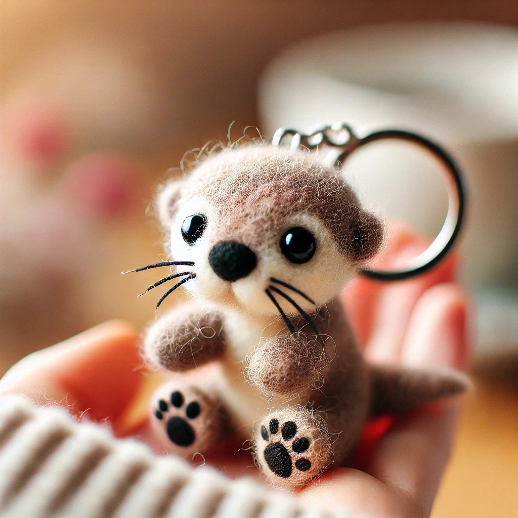 Cute Felt Otter Keyring