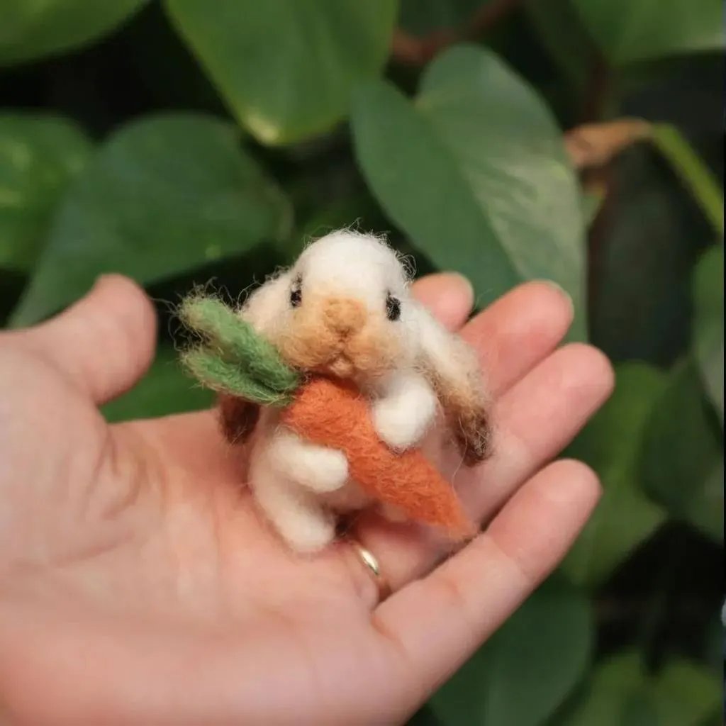 Felted Lop Eared Bunny With Carrot