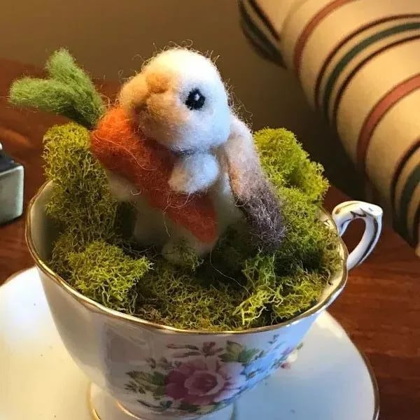 Felted Lop Eared Bunny With Carrot