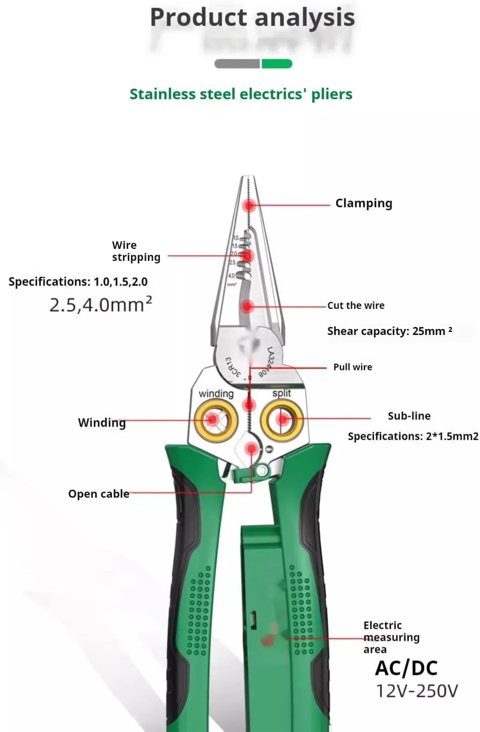 🔧⚡8 in 1 multi-function wire stripper with electrical test function