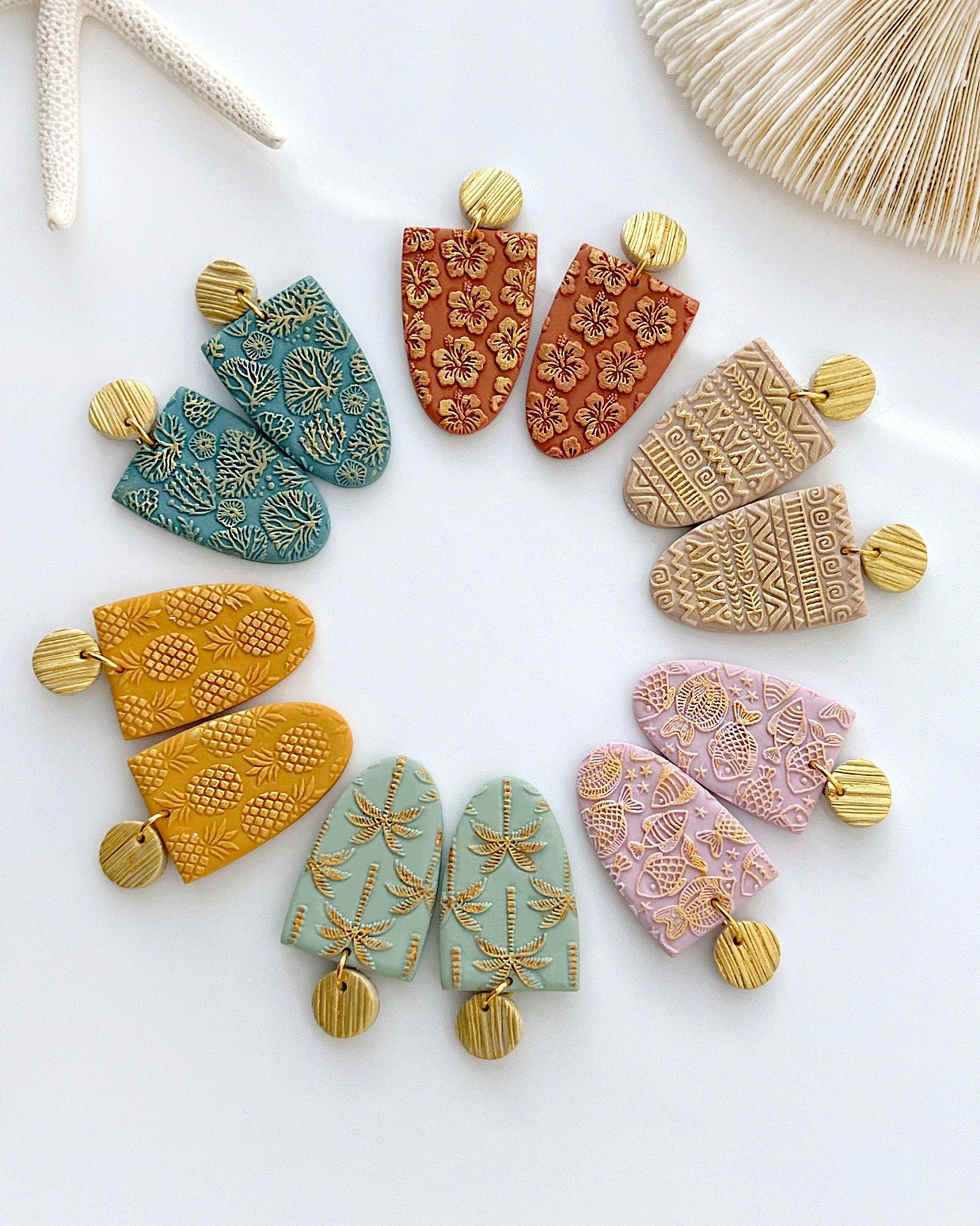 Summer Polymer Clay Earrings Texture Sheet | Polymer Clay Texture Mat for Jewelry Making