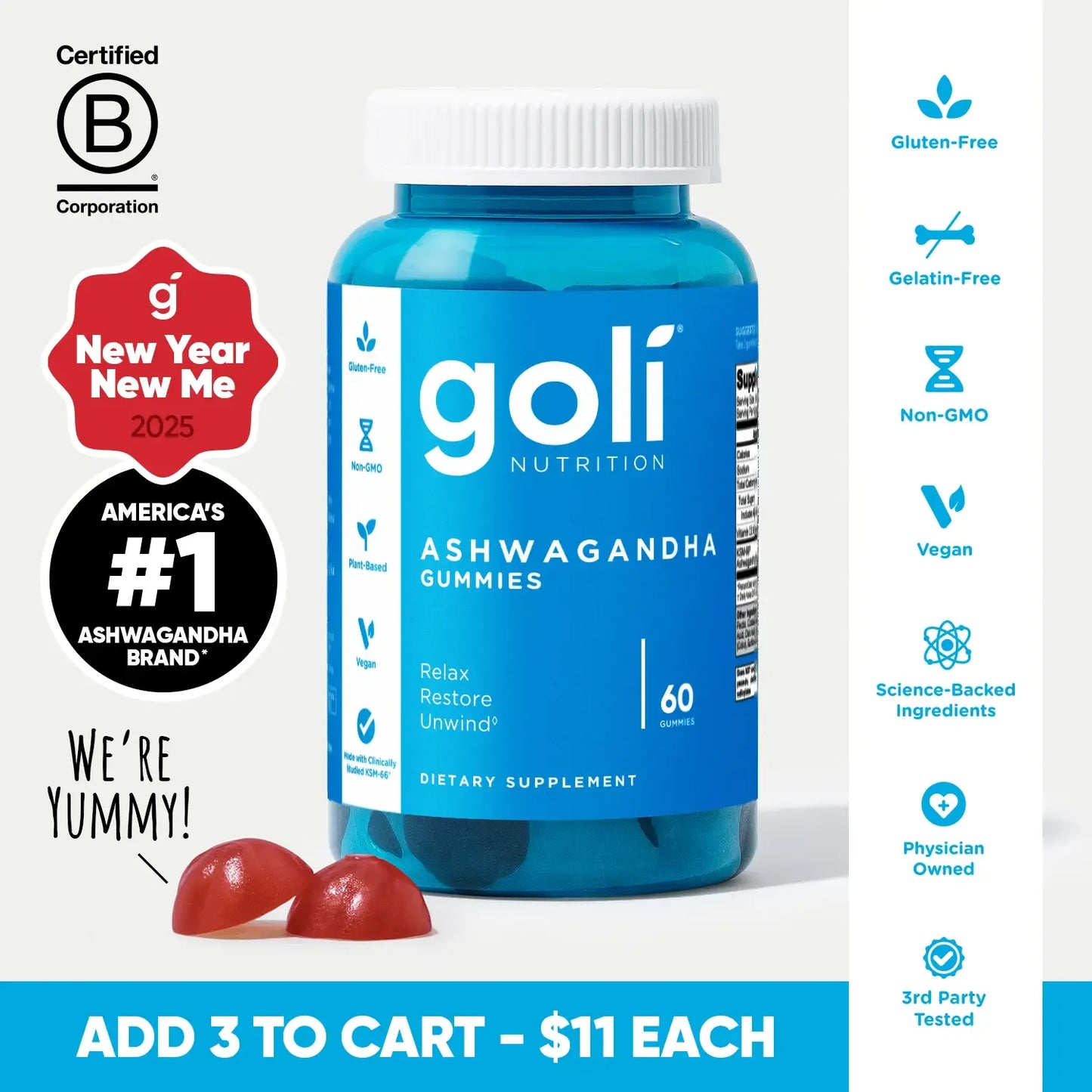 2 Bottles of Goli Top Sellers: 1 Bottle of Ashwagandha + 1 Bottle Apple Cider Vinegar Gummies Vitamins. Gelatin-Free, Gluten-Free, Vegan&Non-GMO