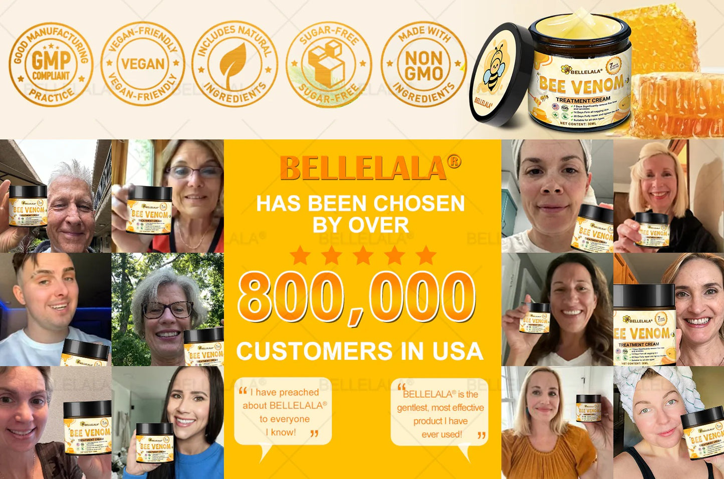 Made and Shipping from USA Bellelala Bee Venom Treatment Cream