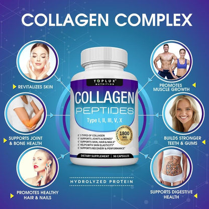 ✨ Toplux Collagen Peptides Complex – 5-in-1 Beauty & Wellness Boost