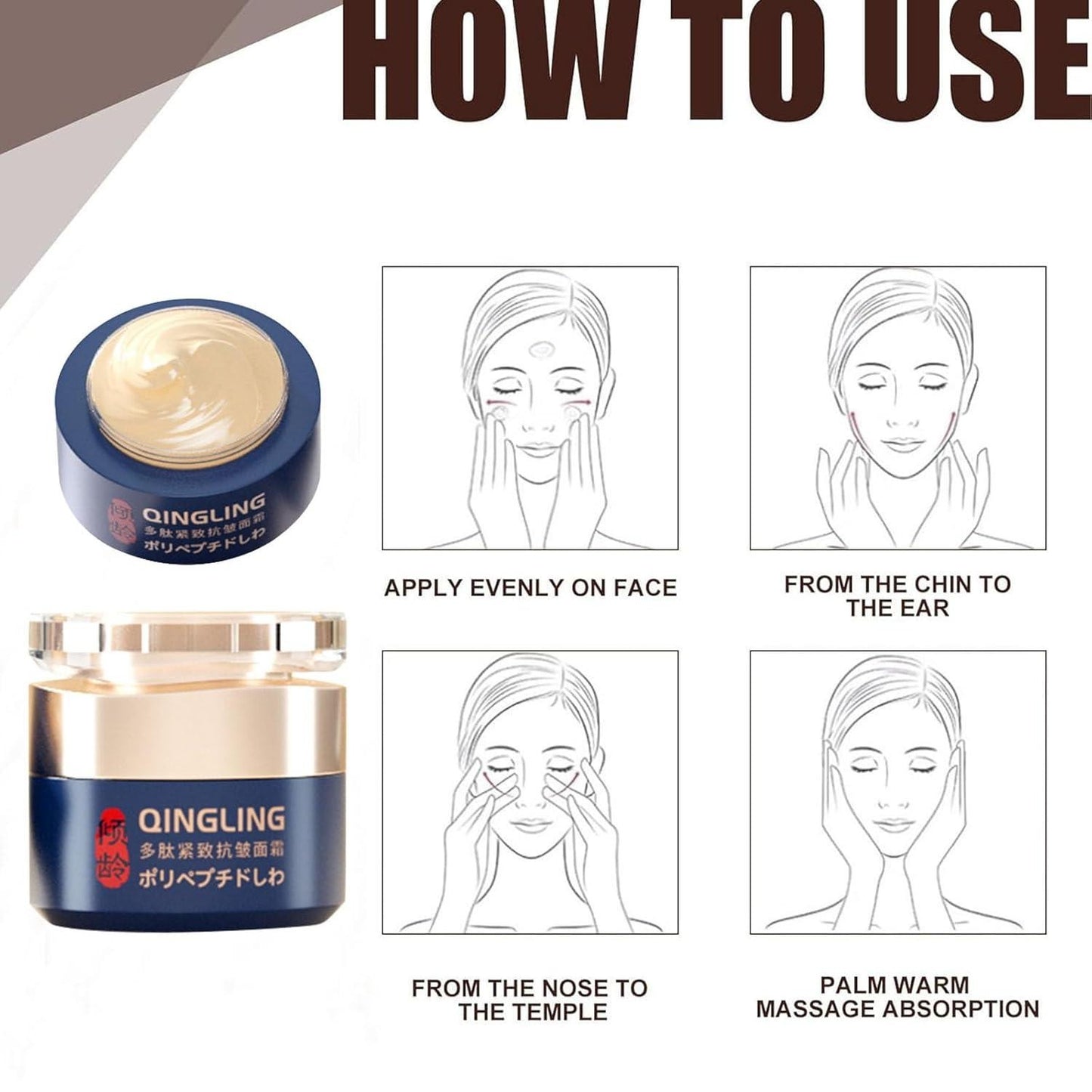 Qingling Wrinkle Removal Cream Japanese Qingling Polypeptide Anti-Wrinkle Cream Qingling Face Cream Qingling Wrinkle Remover Cream for Face Wrinkle Cream for Women(1PC)