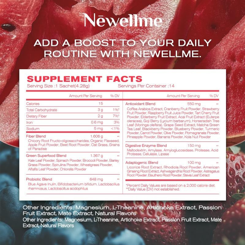 Newellme Happy Cleanse - Superfood  Powder/Probiotics/Digestive Enzymes/Moringa -  Supports gut health - Boosts immunity Optimum
