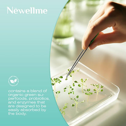 Newellme Happy Cleanse - Superfood  Powder/Probiotics/Digestive Enzymes/Moringa -  Supports gut health - Boosts immunity Optimum