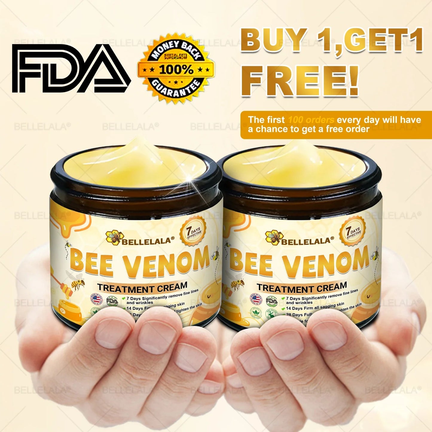 Made and Shipping from USA Bellelala Bee Venom Treatment Cream